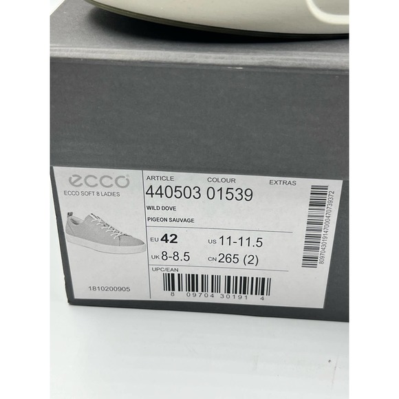 ECCO Soft 8 Ladies Wild Dove Pigeon Sauvage Sneaker Gray Women's Sz 11-11.5 NWB - Picture 7 of 7